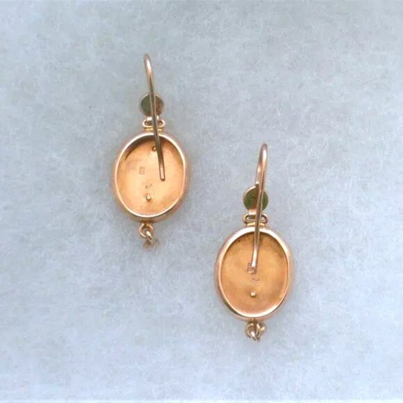 Antique Vintage Russian USSR 14K 583 Rose Pink Gold 3D Dangle Drop EARRINGS # 1 - Picture 8 of 10